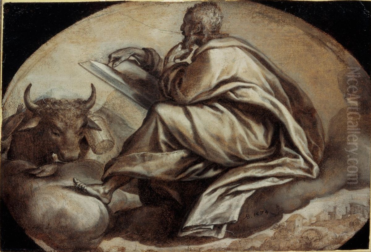 The evangelist Luke Oil Painting by Anthonie Blocklandt van Montfoort