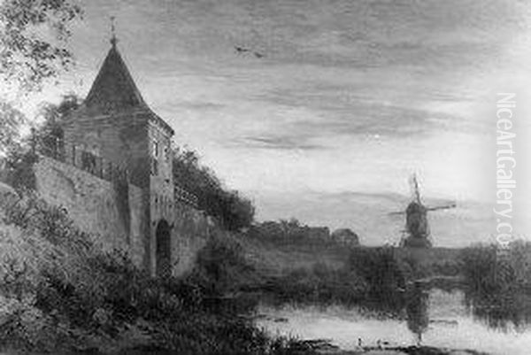 Waterpoort te Enkhuizen Oil Painting by Willem Bastiaan Tholen