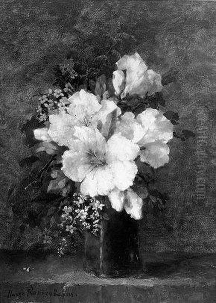 White Azalea Oil Painting by Margaretha Roosenboom