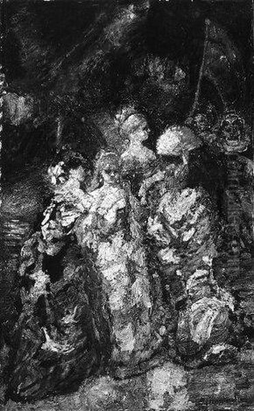 Dames dans un parc Oil Painting by Adolphe Joseph Thomas Monticelli