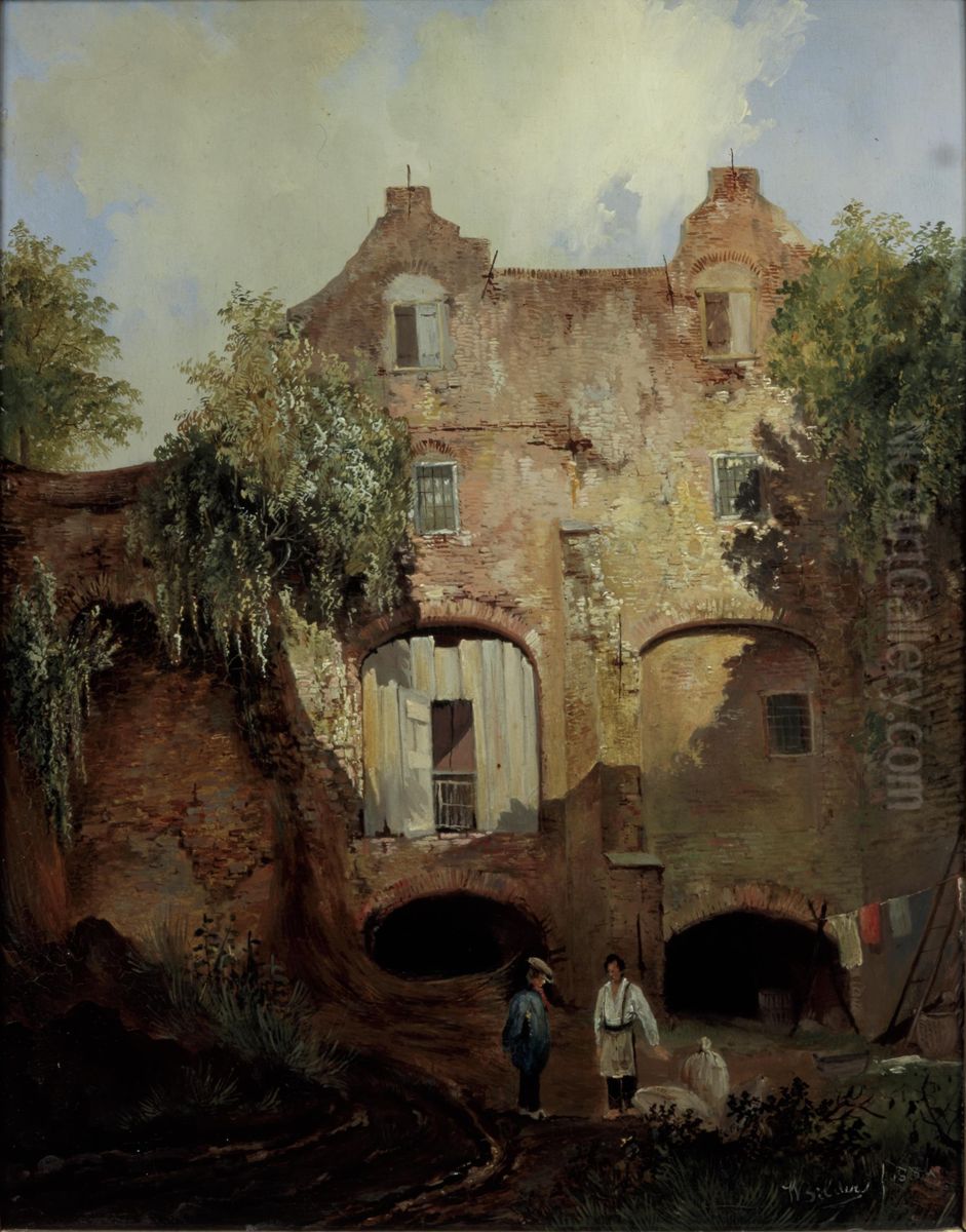 Stronghold Sterrenburg in Utrecht seen from the West Oil Painting by Johannes Warnardus Bilders