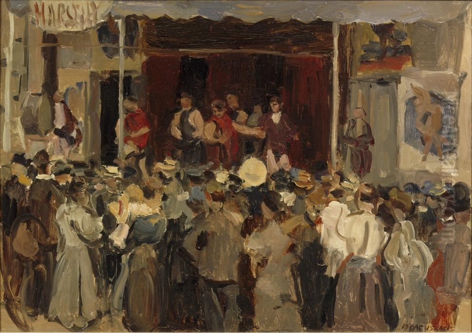 Wrestling tent, Paris Oil Painting by Isaac Lazarus Israels