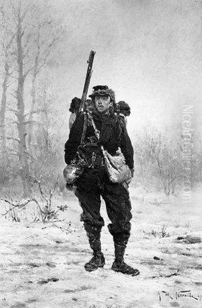 Mobile de la Seine en 1870 Oil Painting by Alphonse de Neuville