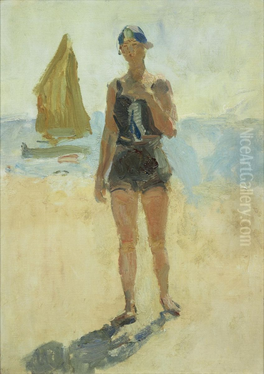 Girl at the Lido Oil Painting by Isaac Lazarus Israels