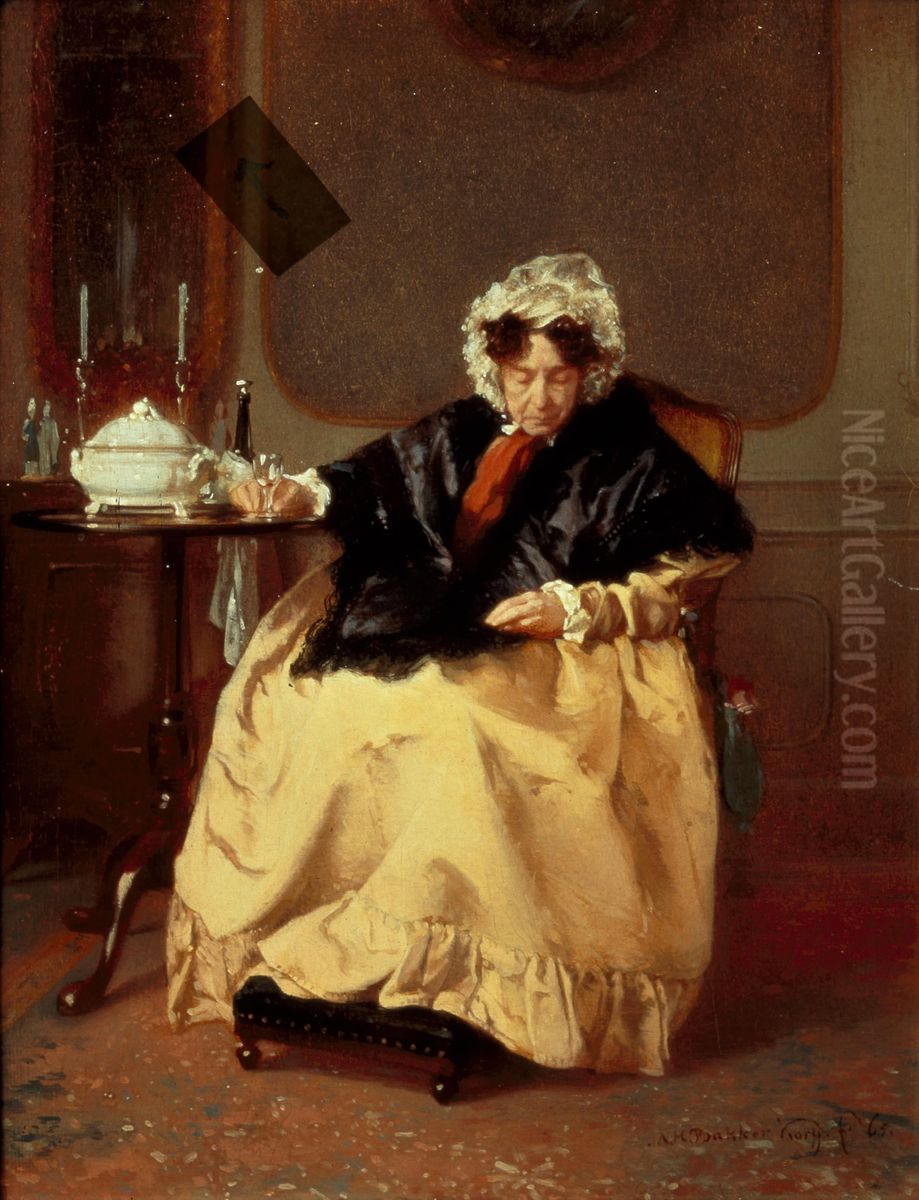 Bouillon en een glas port Oil Painting by Alexander Hugo Bakker Korff