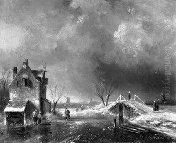 IJsgezicht Oil Painting by Charles Henri Leickert