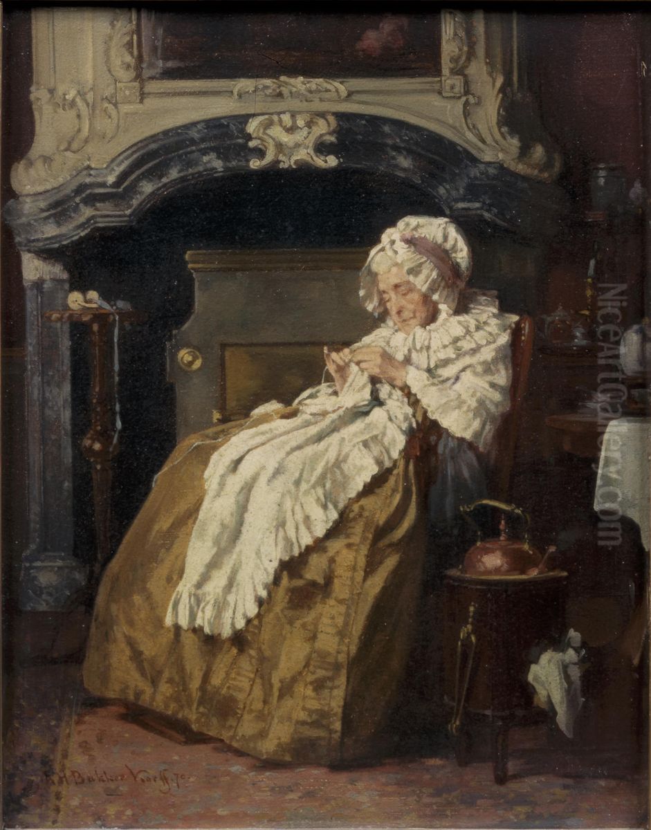 By the Fireplace Oil Painting by Alexander Hugo Bakker Korff