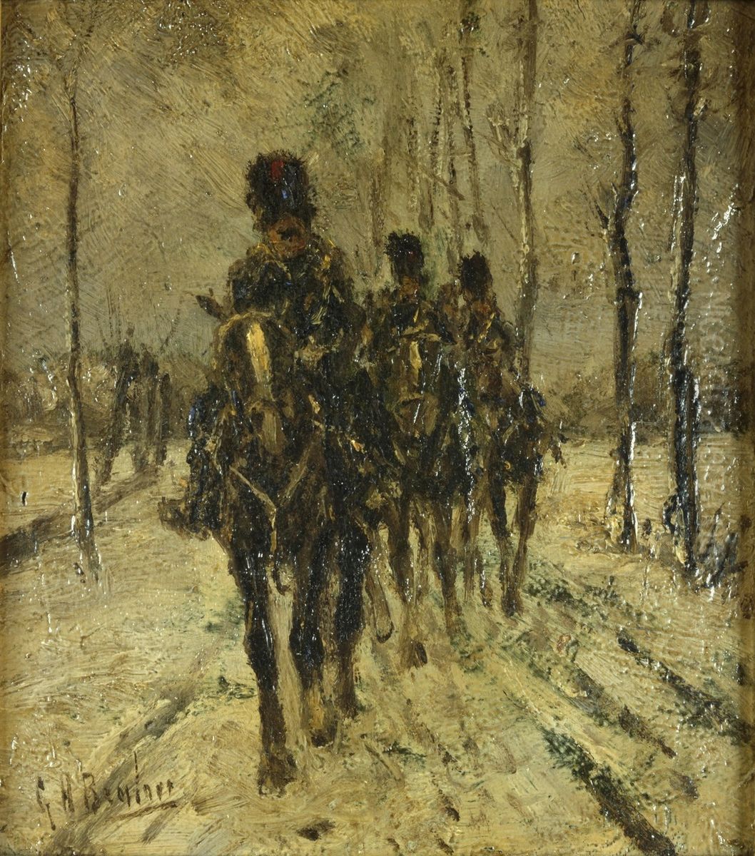 Huzaren in de sneeuw Oil Painting by George Hendrik Breitner