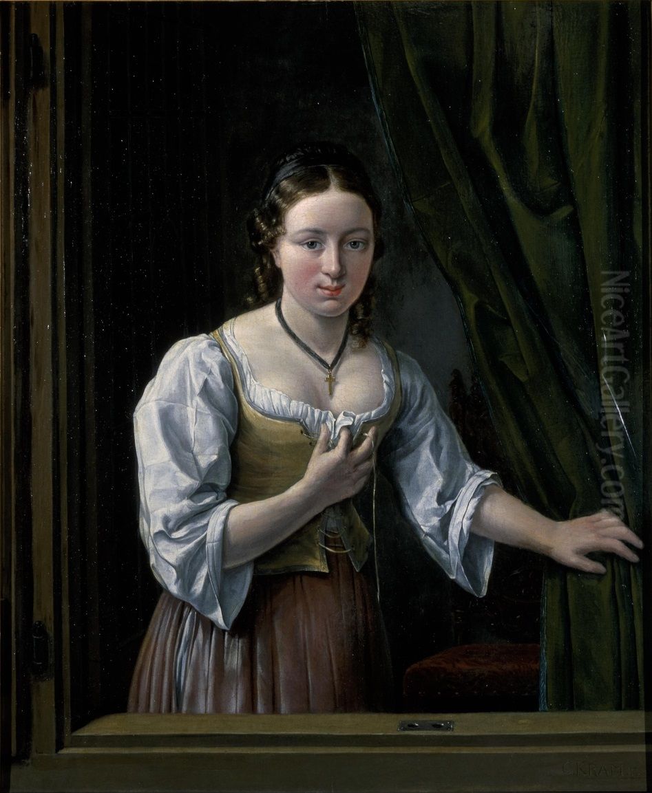 Meisje bij het raam Oil Painting by Christiaan Kramm