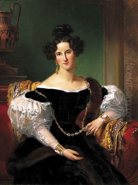 Portrait of Olga Emilie Sillem (1814-1899) Oil Painting by Jan Adam Kruseman