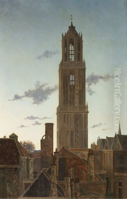Domtoren en omgeving Oil Painting by Gerrit van Dokkum