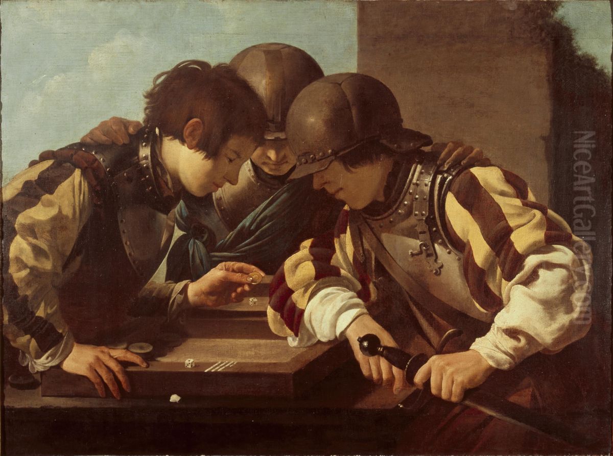 Three backgammon players Oil Painting by Hendrick Ter Brugghen