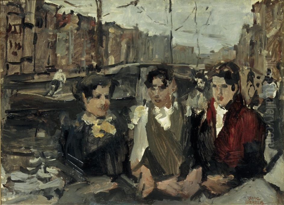 Fabrieksmeisjes op de Prinsengracht te Amsterdam Oil Painting by Isaac Lazarus Israels