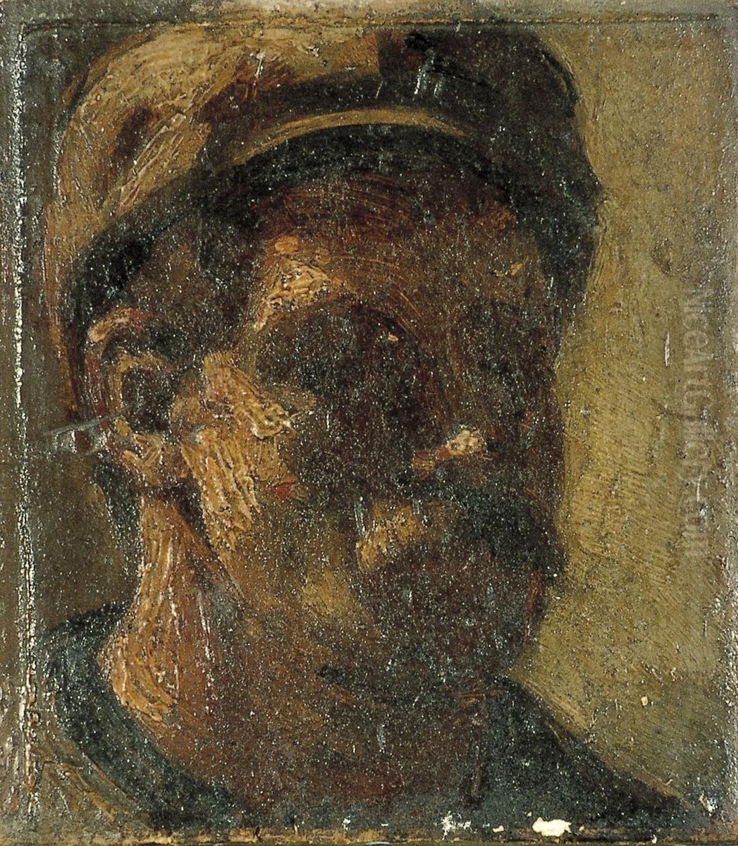 Man with moustache and cap (self-portrait?) Oil Painting by Theo van Doesburg