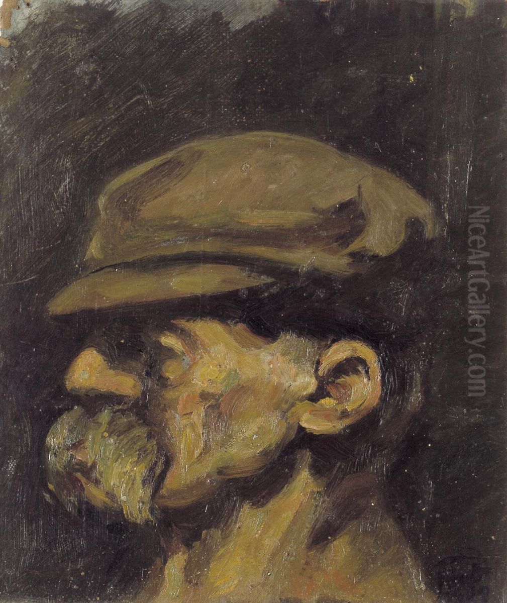 Portret van Nietzsche met pet Oil Painting by Theo van Doesburg