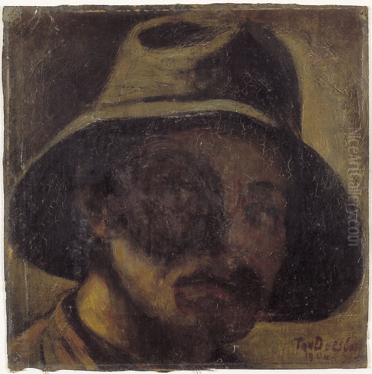 Workman head Oil Painting by Theo van Doesburg