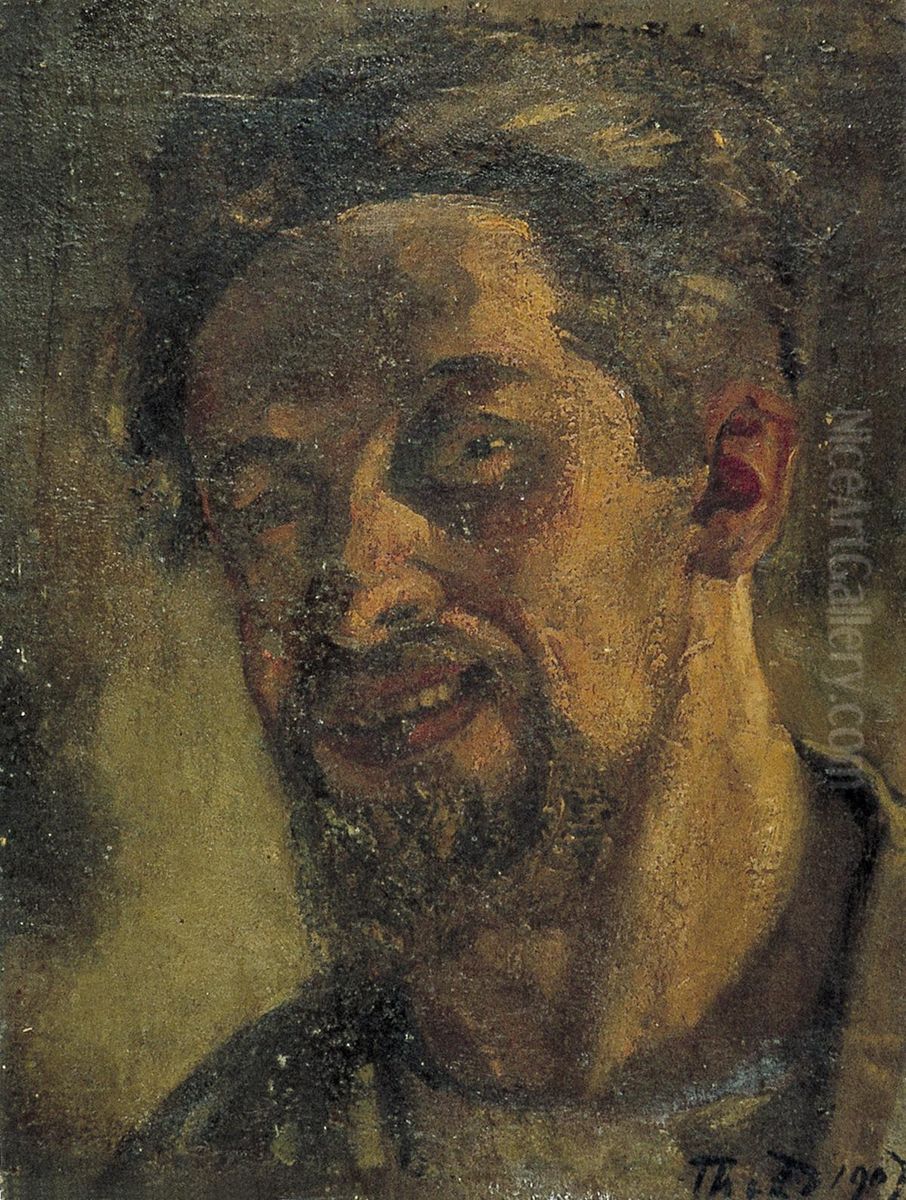 Smiling man (self-portrait?) Oil Painting by Theo van Doesburg