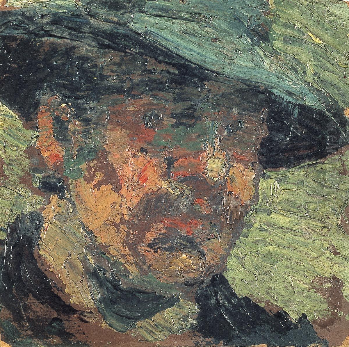 Portret van een man met hoed Oil Painting by Theo van Doesburg