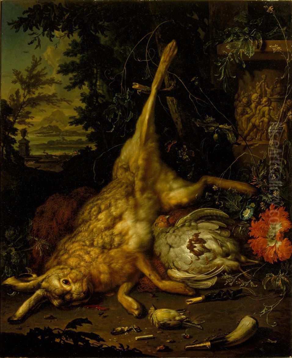 Jachtstilleven Oil Painting by Dirk Valkenburg