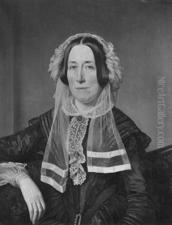 Portrait of Jacoba van der Breggen Pauw, echtgenote van J.P. van Mansvelt (1794-1860) Oil Painting by Johan Heinrich Neuman