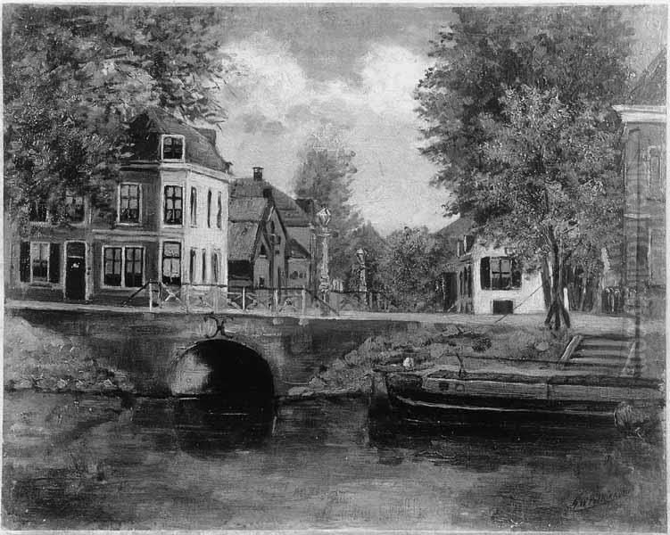 Gezicht op de Hopakker gezien van de Van Wijckskade Oil Painting by Gerrit van Dokkum