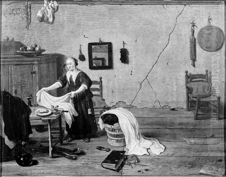 Interieur Oil Painting by Sybrand Van Beest