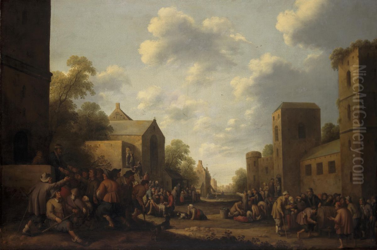 De zeven werken van barmhartigheid Oil Painting by Joost Cornelisz Droochsloot