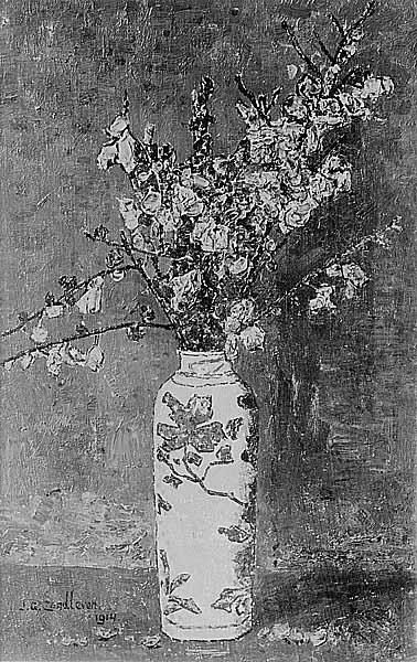 Vaasje met brem Oil Painting by Jan Adam Zandleven