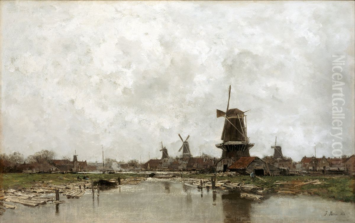 The Five Windmills Oil Painting by Jacob Maris