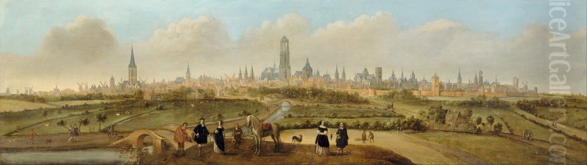 View on the city of Utrecht Oil Painting by Joost Cornelisz Droochsloot