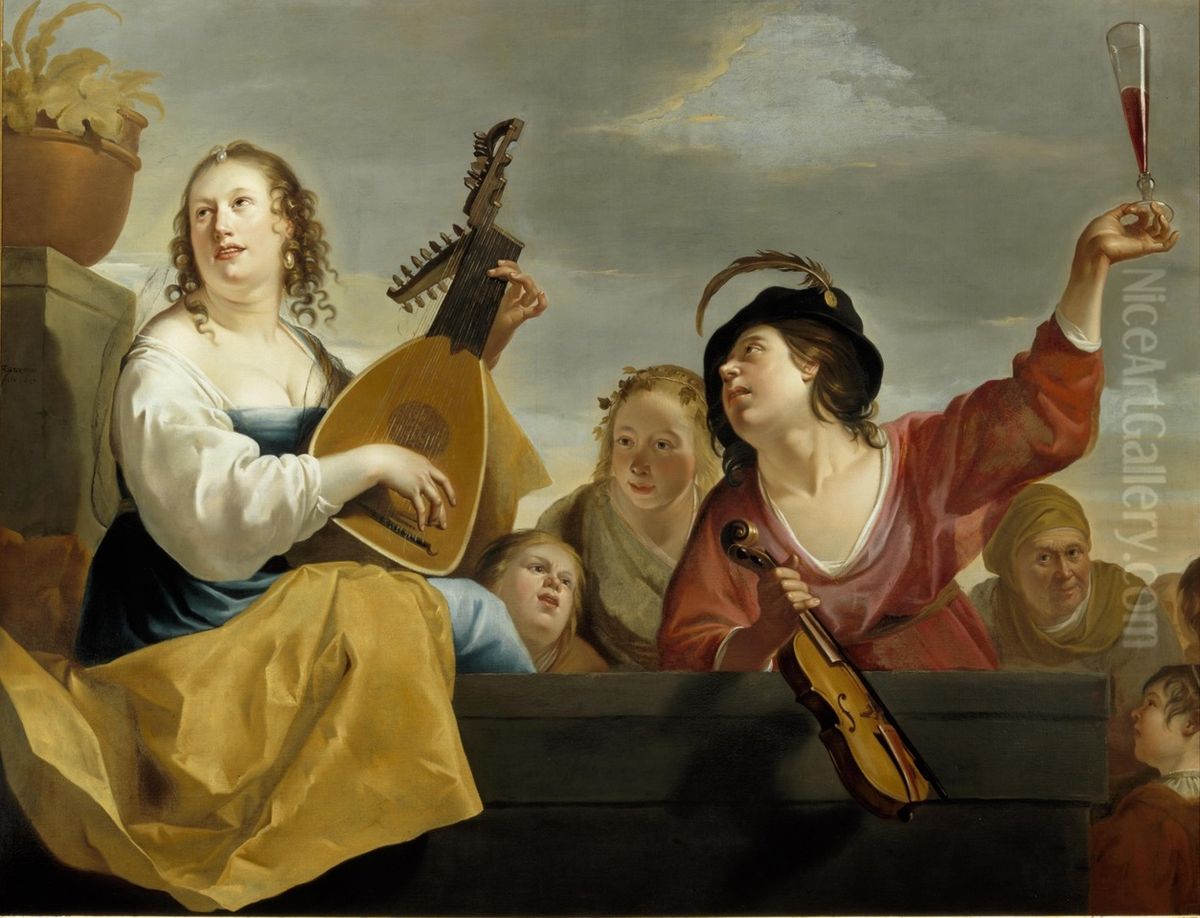 Musical company Oil Painting by Jan Gerritsz van Bronckhorst
