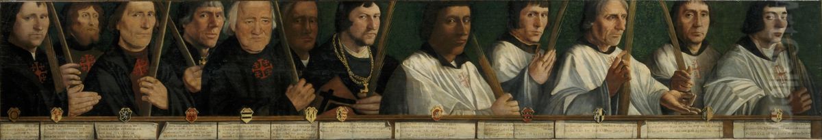 Portretten van twaalf leden van de Utrechtse Jeruzalembroederschap Oil Painting by Jan Van Scorel