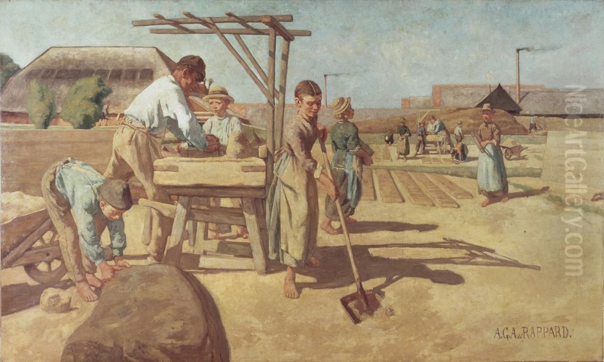Arbeiter in der Ziegelei Ruimzicht Oil Painting by Anthon van Rappard