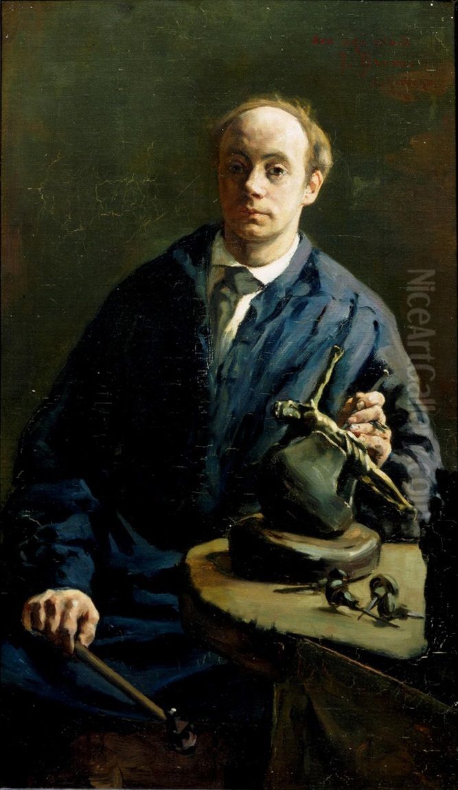 Portret van de Utrechtse edelsmid Jan Hendrik Brom (1860-1915) Oil Painting by Anthon van Rappard