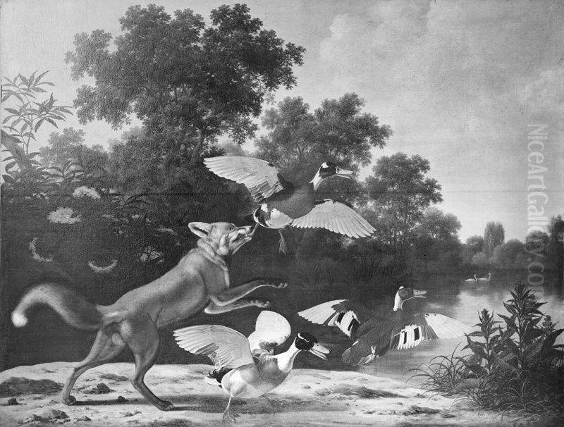 Vos op de eendenjacht Oil Painting by Joris van der Haagen or Hagen