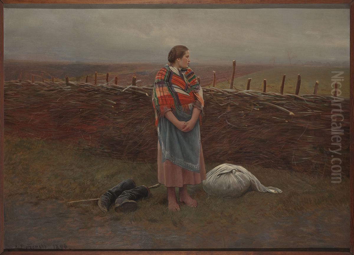 Homeless woman Oil Painting by Antoni Piotrowski