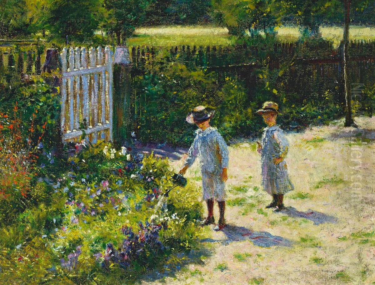 Children in the garden Oil Painting by Wladyslaw Podkowinski