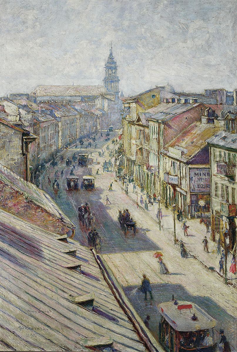 Nowy Swiat Street in Warsaw on a summer day Oil Painting by Wladyslaw Podkowinski