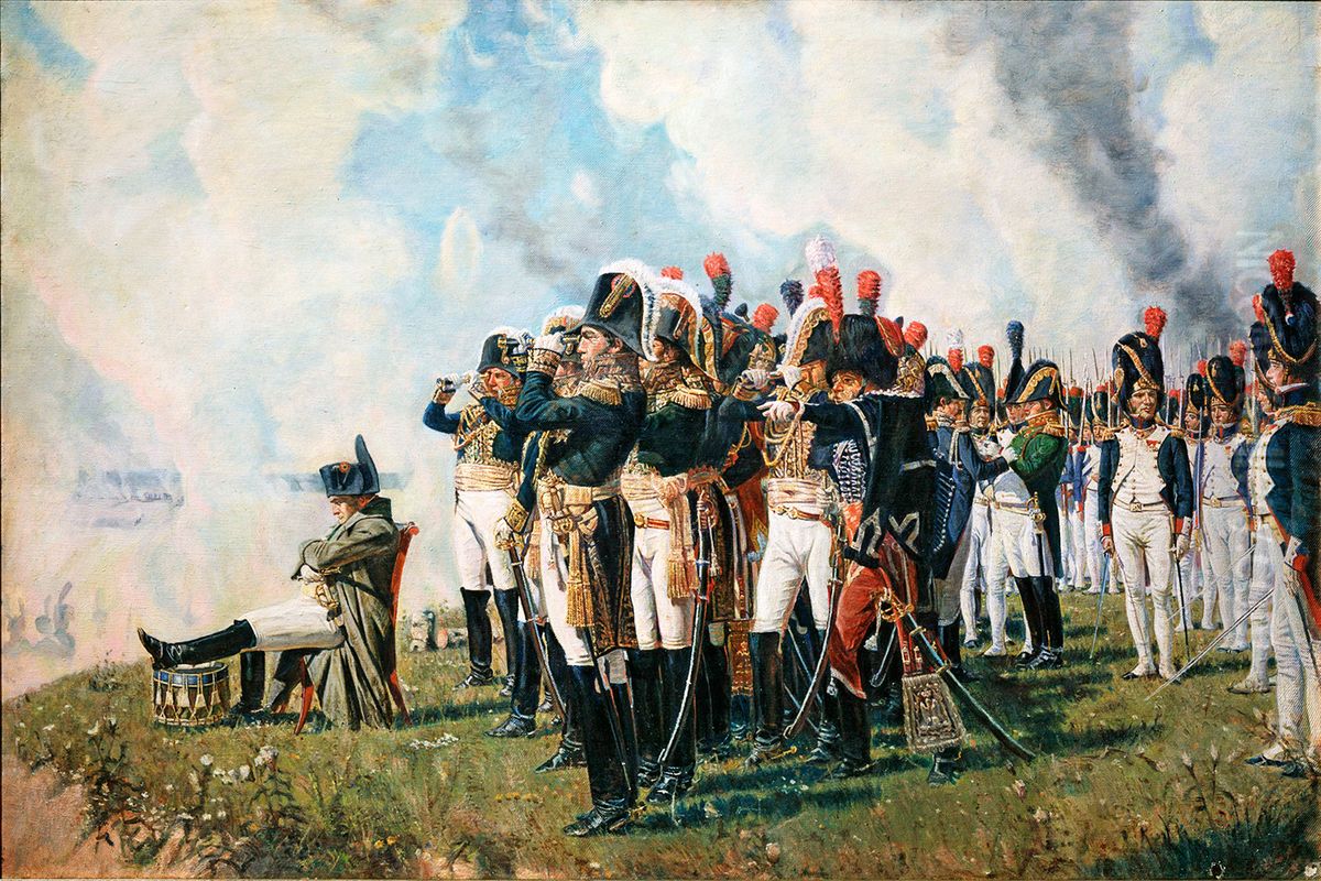 Napoleon near Borodino (1897)Russkij:Napoleon na Borodinskih vysotah (1897)Deutsch:Napoleon bei Borodino (1897) Oil Painting by Vasily Vereshchagin