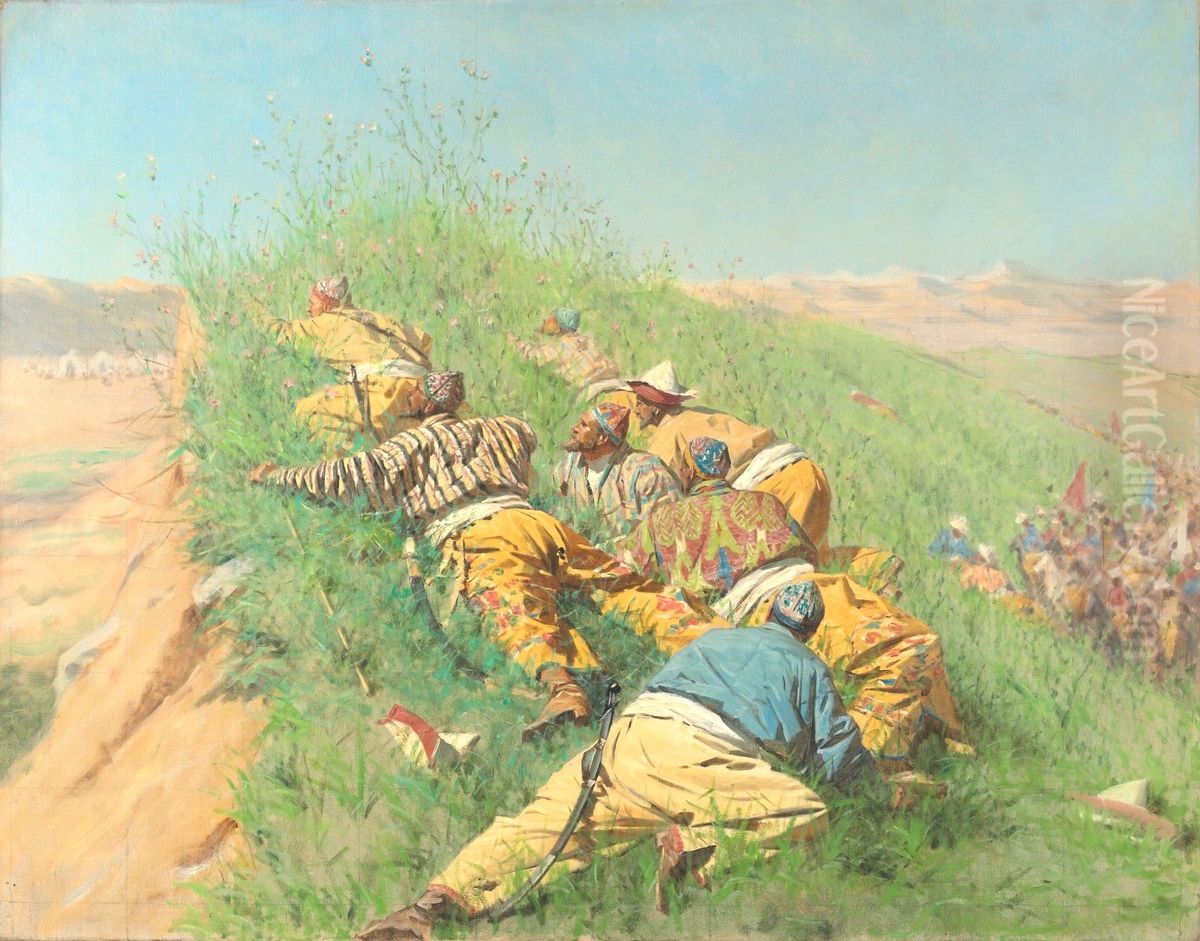 Spying out Oil Painting by Vasily Vereshchagin