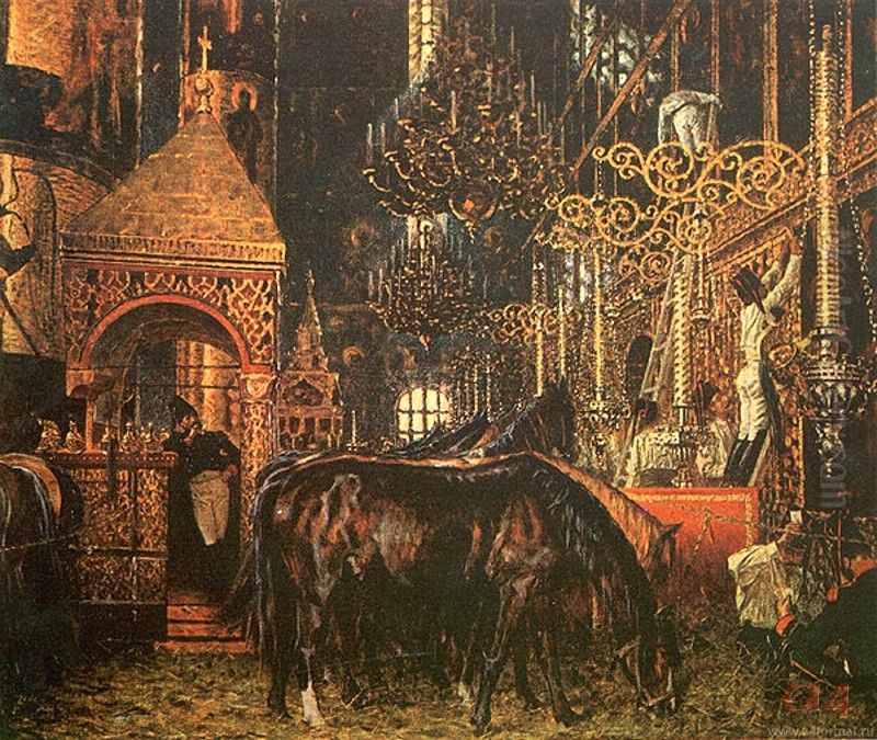 In the Assumption Cathedral Oil Painting by Vasily Vereshchagin