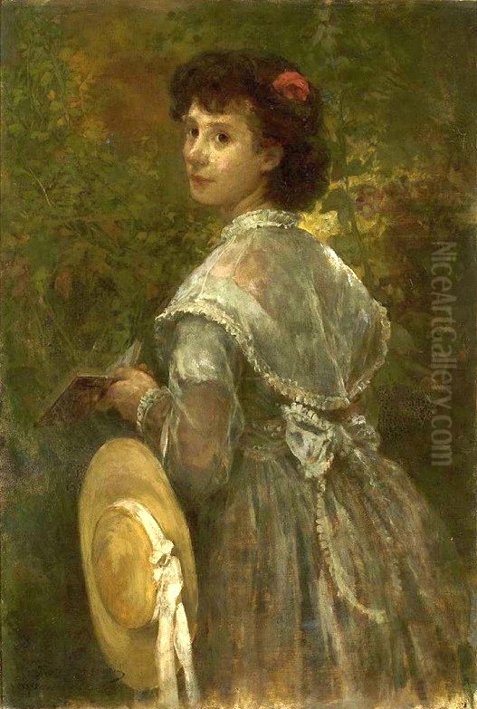 Portrait of artist's sister Oil Painting by Witold Pruszkowski