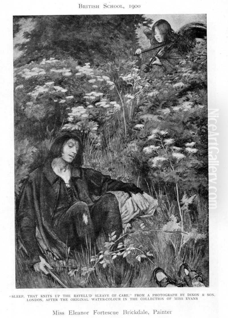 Sleep that knits up the ravell'd sleeve of care Oil Painting by Eleanor Fortescue-Brickdale
