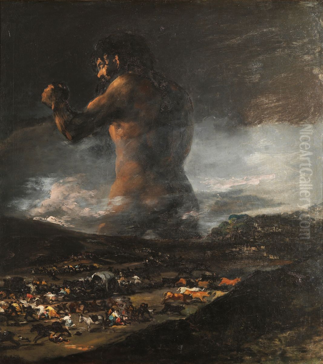The Colossus Oil Painting by Francisco Goya Fuendetodos