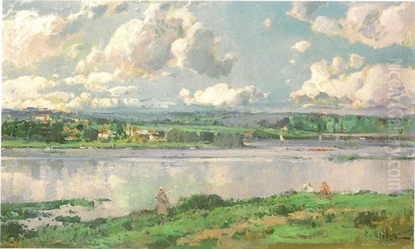 El Marne Oil Painting by Eliseo Meifren y Roig