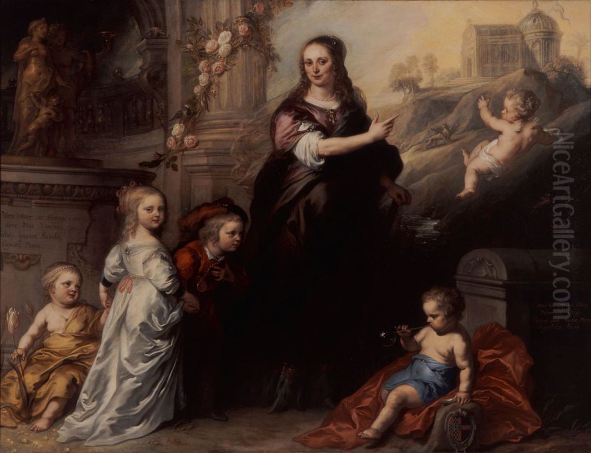 Portrait of Josina Copes-Schade van Westrum and Her Children Oil Painting by Theodoor van Thulden