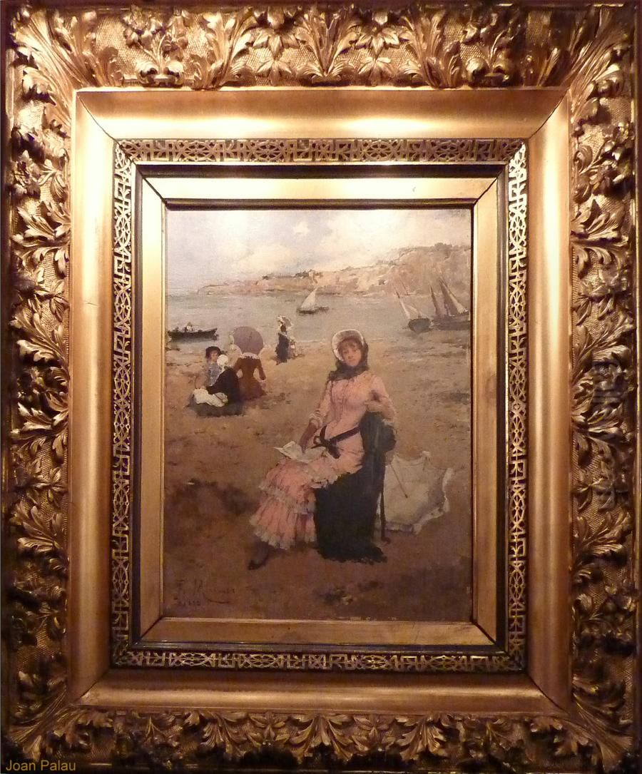 A la platja Oil Painting by Francisco Miralles Galup