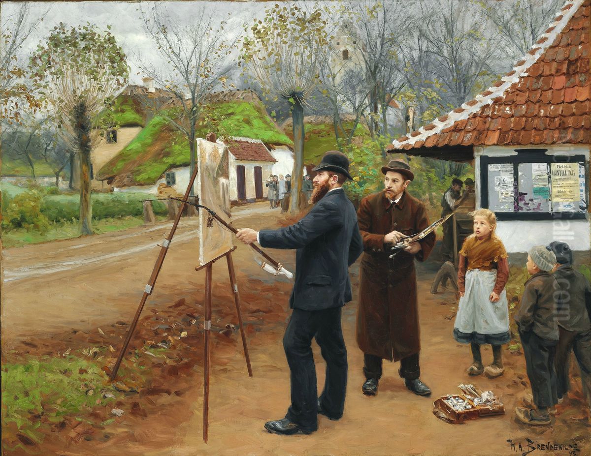 L. A. Ring painting near Aasum smithy Oil Painting by H. A. Brendekilde
