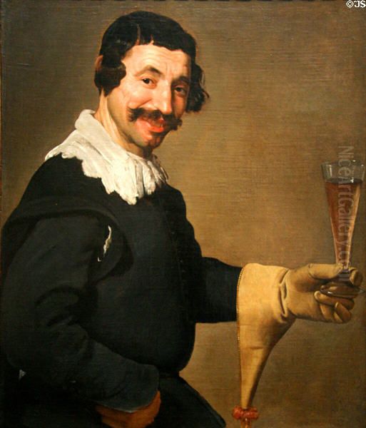 Man With a Wine Glass Oil Painting by Diego Rodriguez de Silva y Velazquez