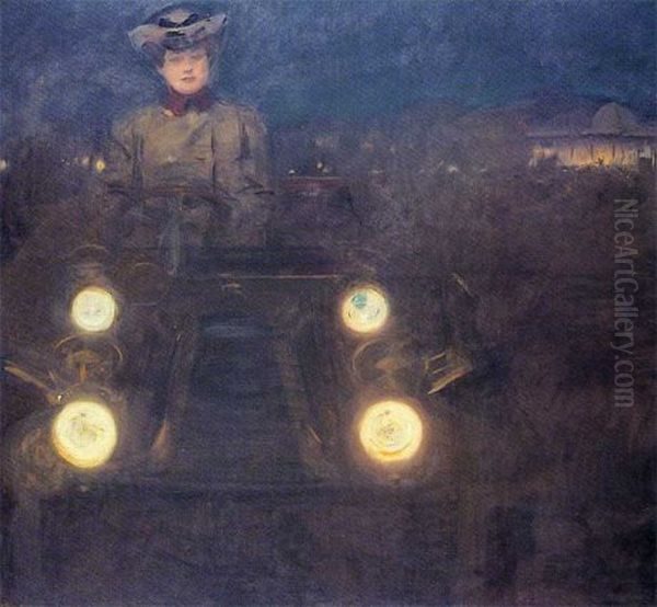 L'automobil Oil Painting by Ramon Casas